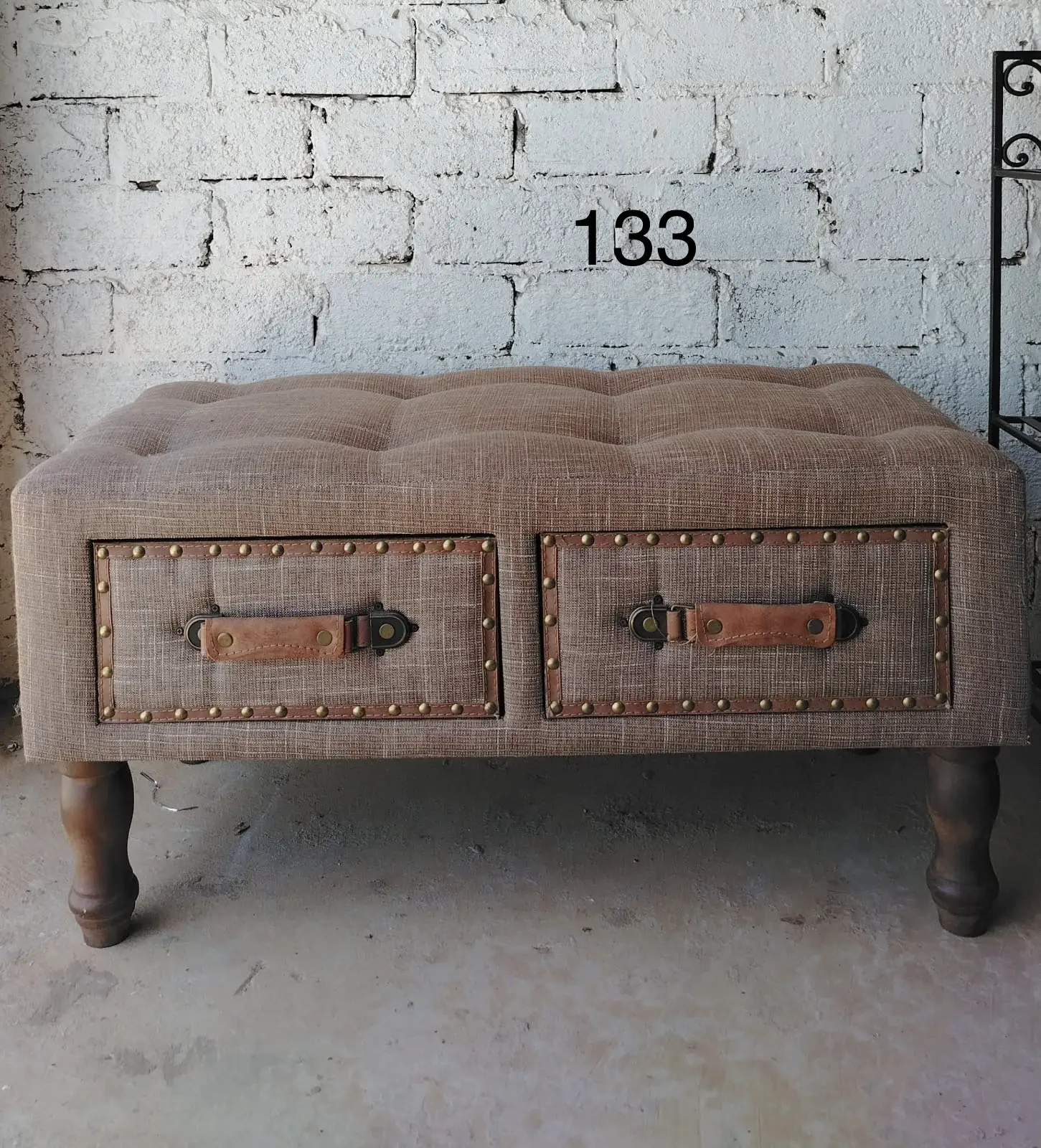 Fabric Ottoman with Drawers